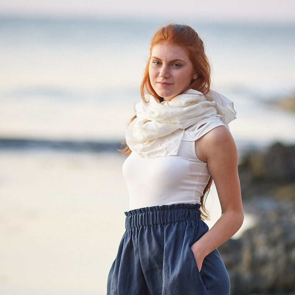 
                      
                        Gray & Purple Striped Linen Scarf, VisibleArtShop
                      
                    