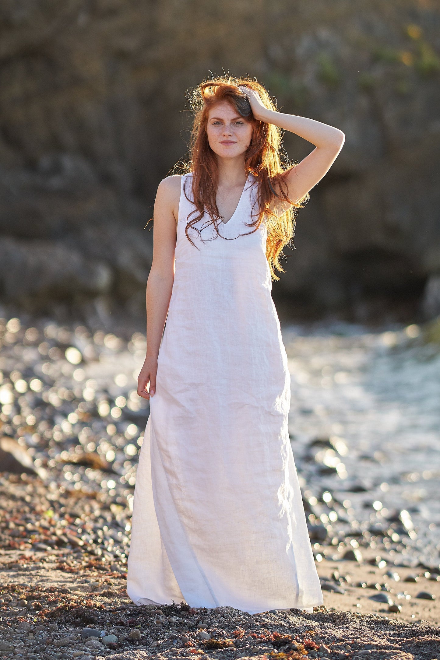 cross-back a-line mini dress in linen Madewell