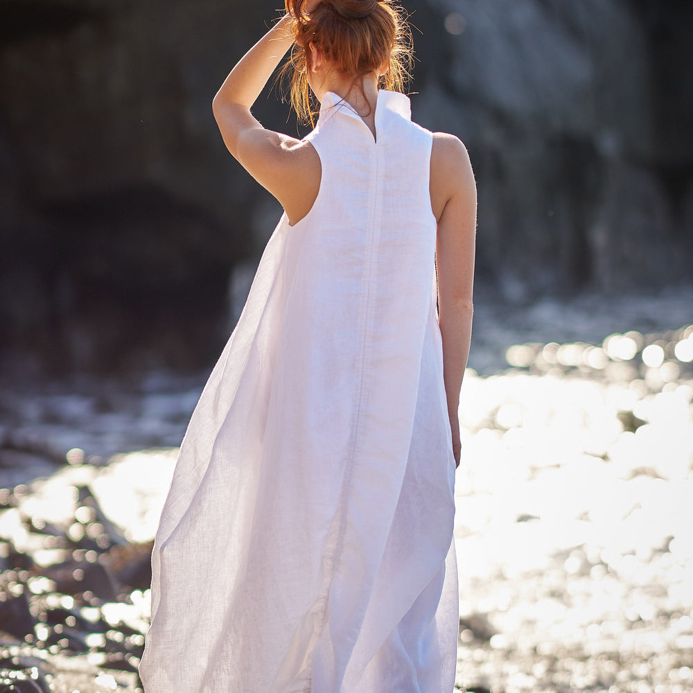 
                      
                        Cowl Neck Linen Dress in White, VisibleArtShop
                      
                    
