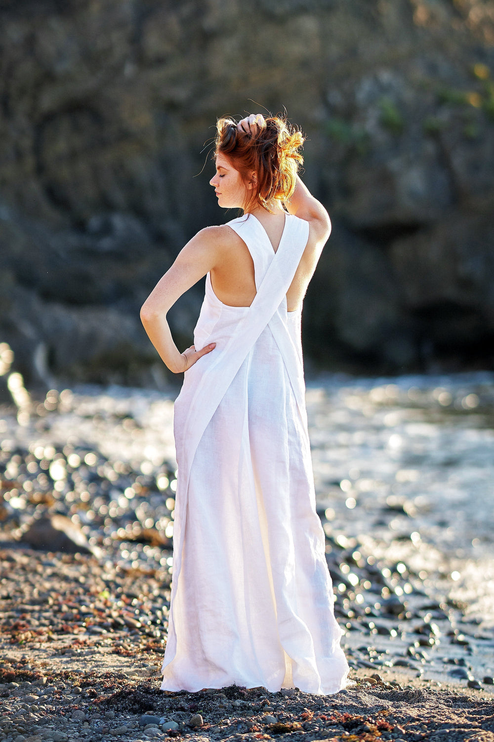 Cross-Back Linen Maxi Dress, Linen Dress, White Maxi Dress, Linen Clothing for Women, Plus Size Linen Dress, Beach Dress, 2XL / Light Blue Cross-Back Linen Maxi Dress, Linen Dress, White Maxi Dress, Linen Clothing for Women, Plus Size Linen Dress, Beach Dress, 2XL / Light Blue