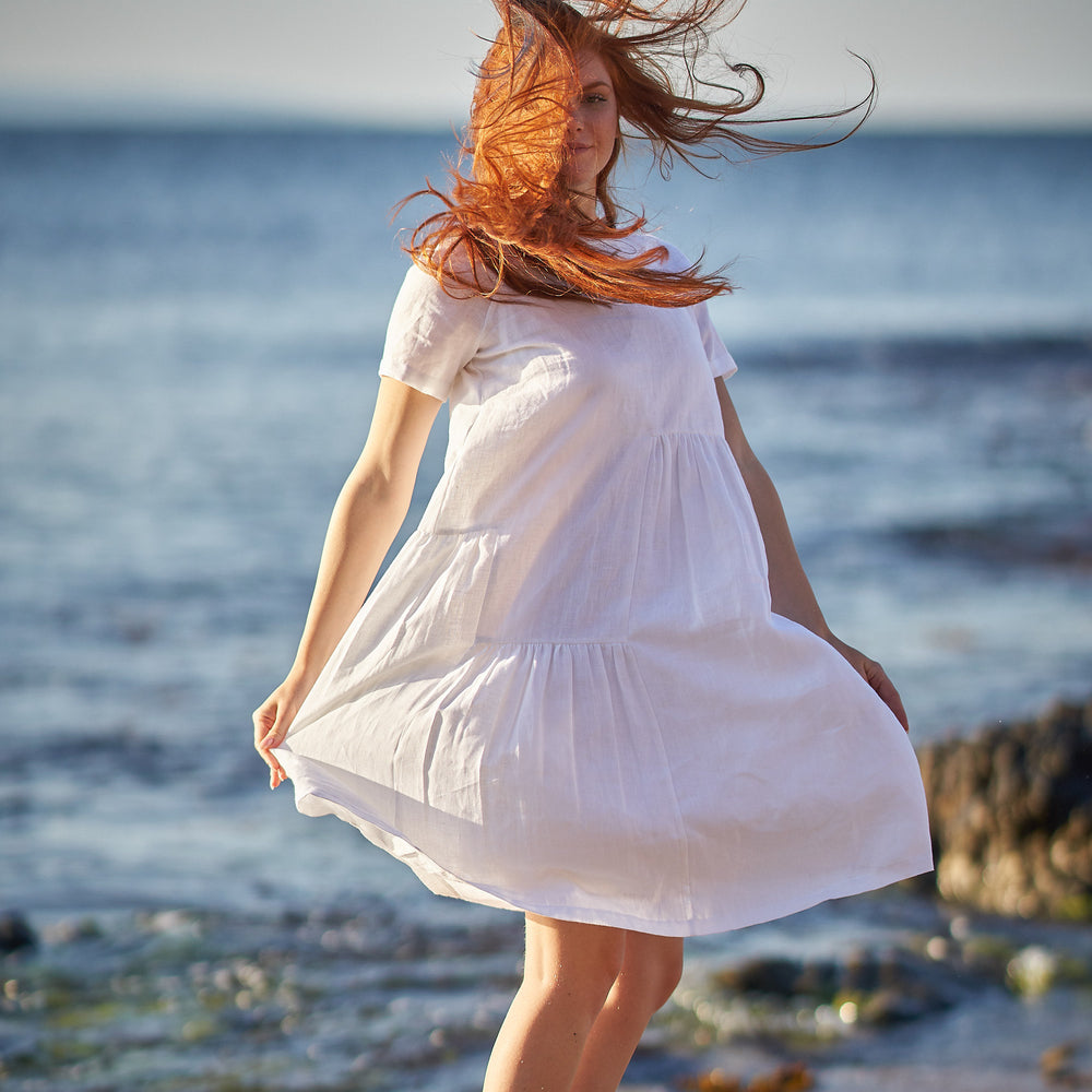
                      
                        Short Sleeve Smock Linen Dress, VisibleArtShop
                      
                    