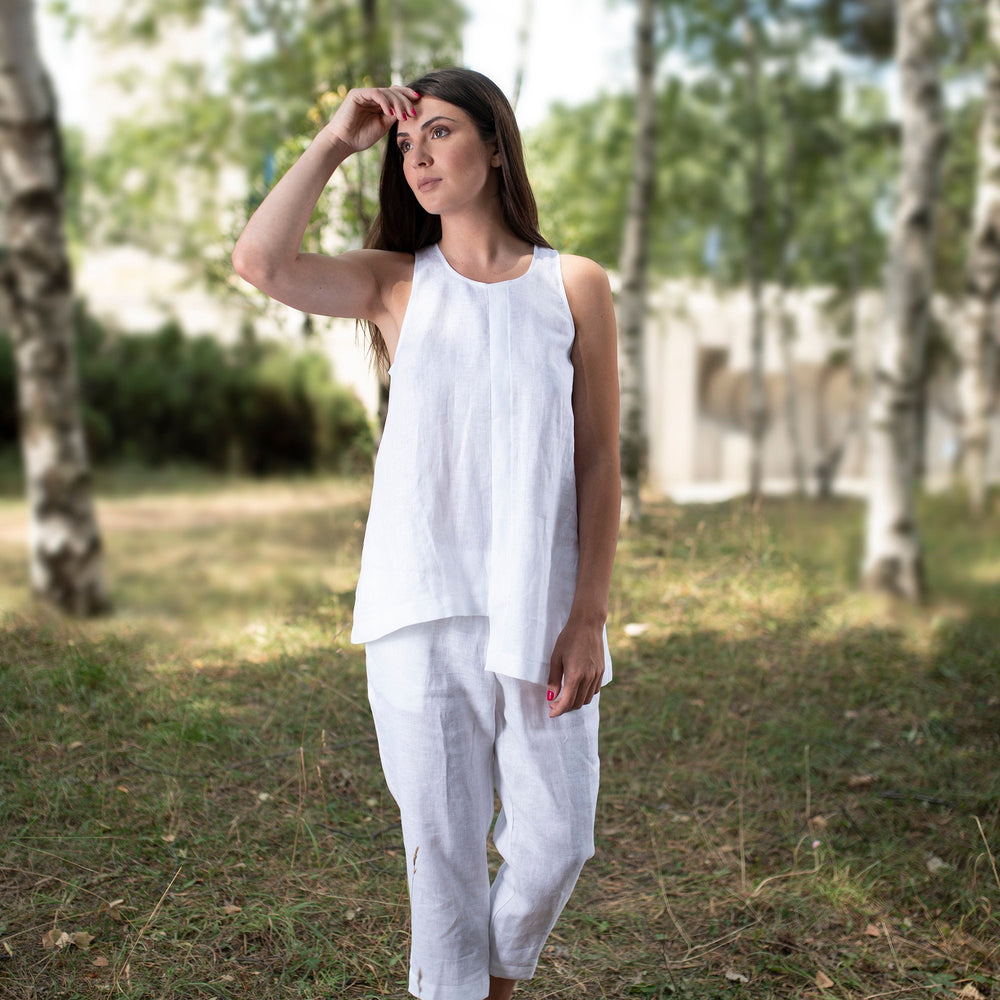 
                      
                        Linen Tank Top with Asymmetric front - VisibleArtShop
                      
                    