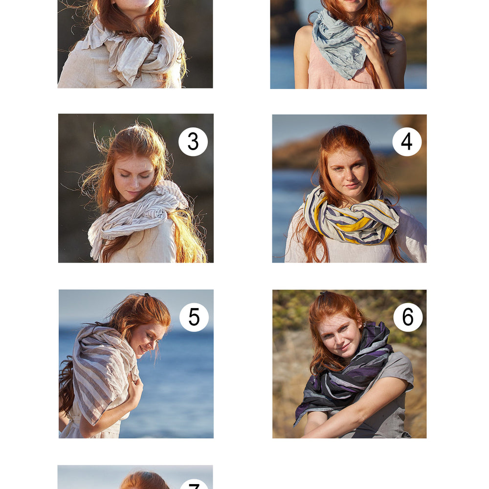
                      
                        Gray & Purple Striped Linen Scarf, VisibleArtShop
                      
                    