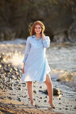 Linen Tunic Dress in Blue Melange - VisibleArtShop