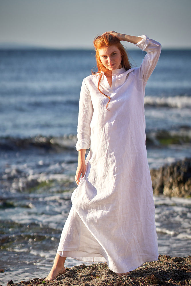Full Sleeve Linen Kaftan Dress - VisibleArtShop