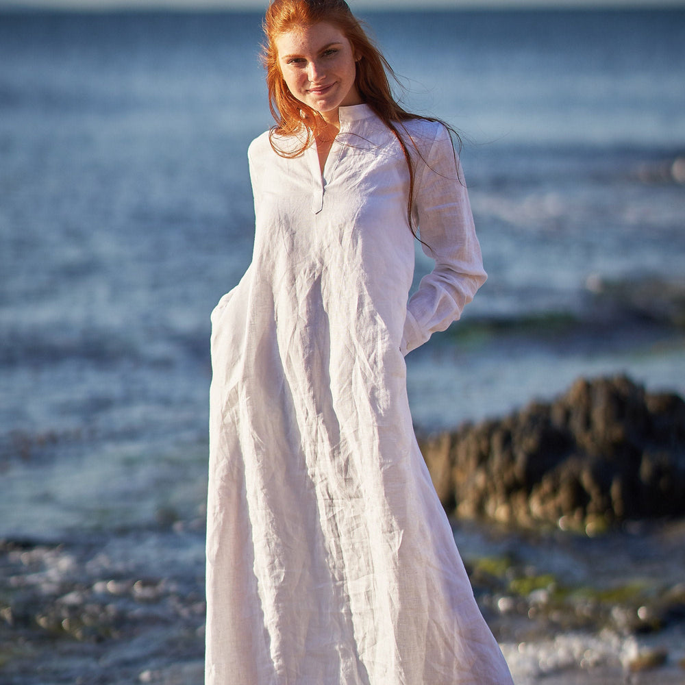 Full Sleeve Linen Kaftan Dress, VisibleArtShop